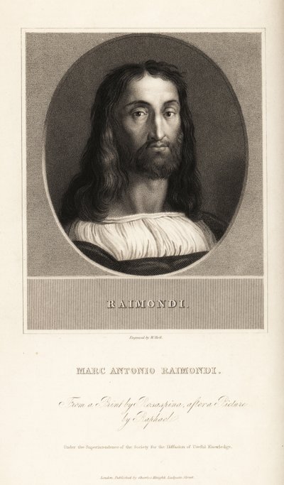 Portret Marcantonio Raimondi, włoskiego rytownika, ok. 1470-1534 autorstwa William the Younger Holl