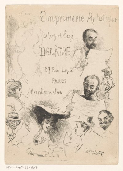 Wizytówka drukarza Eugène Delâtre w Paryżu autorstwa Willibald Wolf Rudinoff