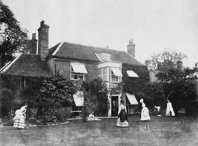 Krokiet na trawniku w Elm Lodge, Streatley, c.1870s autorstwa Willoughby Wallace Hooper