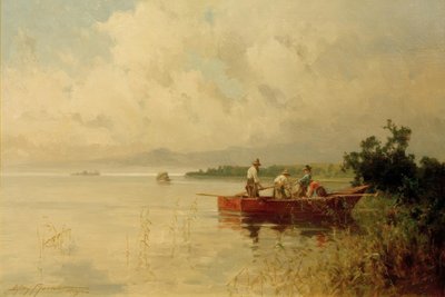 Rybacy na brzegach Chiemsee latem autorstwa Willy Moralt