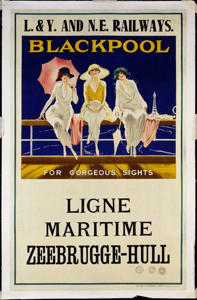 Blackpool, L.&Y. i NE Koleje, ok. 1930 (litografia w kolorach) autorstwa Wilton Williams