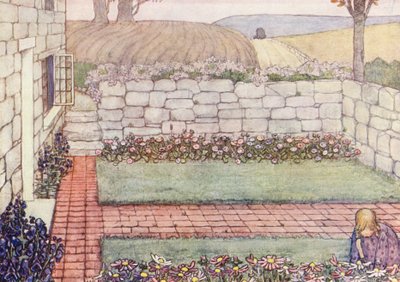 Dziecięca książka ogrodnicza: Kornwalijski domek (kolorowa litografia) autorstwa Winifred Cayley Robinson