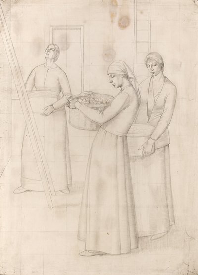 Studium „Projekt do dekoracji ścian”, ok. 1918 (ołówek na papierze) autorstwa Winifred Knights