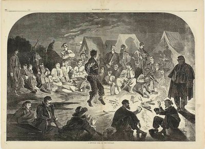Pożar na biwaku nad Potomakiem autorstwa Winslow Homer