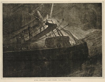 Na morzu - sygnalizacja przepływającego parowca, z każdej soboty, 8 kwietnia 1871 r. autorstwa Winslow Homer