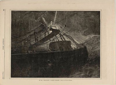 Na morzu — sygnalizacja przepływającego parowca autorstwa Winslow Homer