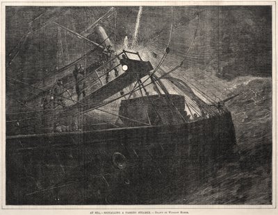 Na morzu, sygnalizując przepływający parowiec, 1871. autorstwa Winslow Homer