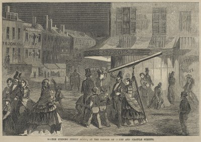Scena Boston Evening Street, na rogu Court i Brattle Streets autorstwa Winslow Homer