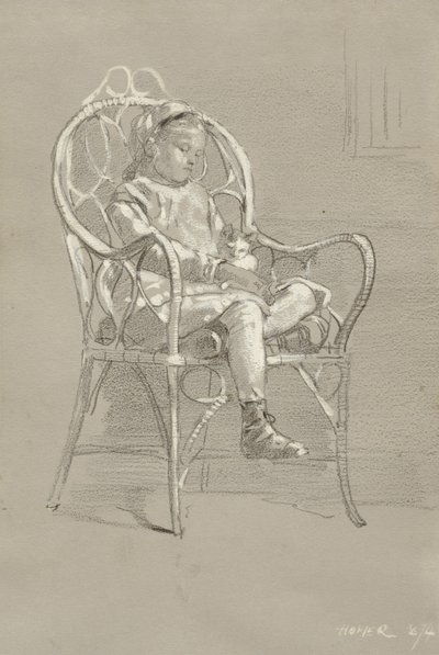 Dziecko siedzące na wiklinowym krześle, 1874 autorstwa Winslow Homer