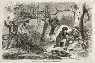 Boże Narodzenie - Zbieranie Evergreenów, 1858. autorstwa Winslow Homer