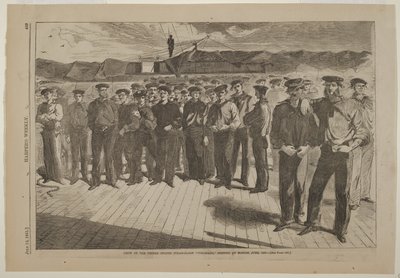 Załoga amerykańskiego parowego slupa Colorado zaciągnięta w Bostonie, czerwiec 1861 autorstwa Winslow Homer