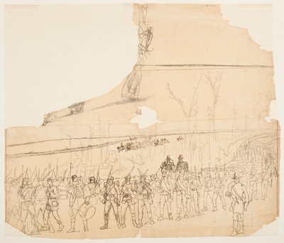 Rysunek przedstawiający kolumnę piechoty w marszu, 1862 r. autorstwa Winslow Homer