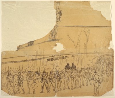 Rysunek przedstawiający kolumnę piechoty w marszu, 1862 r. autorstwa Winslow Homer