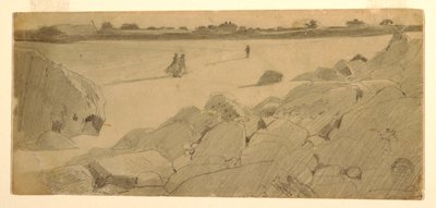 Rysunek, plaża w Marshfield, 1869-74 autorstwa Winslow Homer