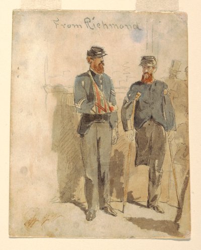 Rysunek "Z Richmond"; Dwóch rannych żołnierzy, 1862 r. autorstwa Winslow Homer