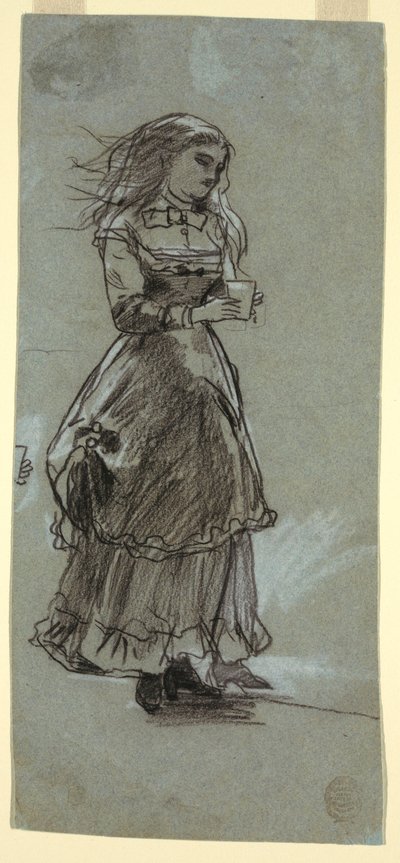 Rysunek przedstawiający dziewczynę trzymającą kieliszek, prawdopodobnie 1869 r. autorstwa Winslow Homer