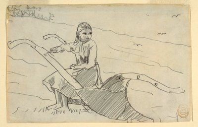 Rysunek Dziewczyna siedząca na pługu, 1879 r. autorstwa Winslow Homer