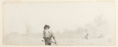 Rysunek Mężczyzna z kosą, ok. 1865 r. autorstwa Winslow Homer