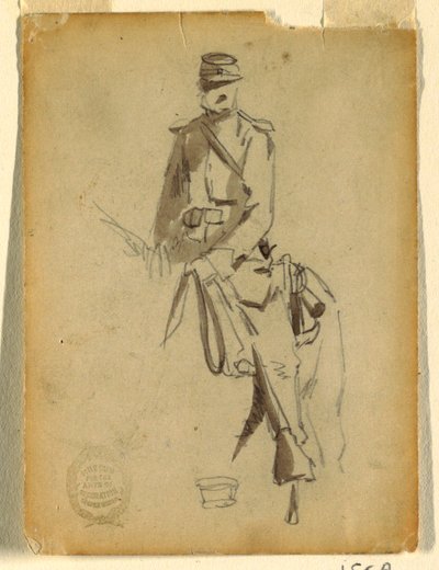 Rysunek, oficer kawalerii konnej, 1862 r. autorstwa Winslow Homer