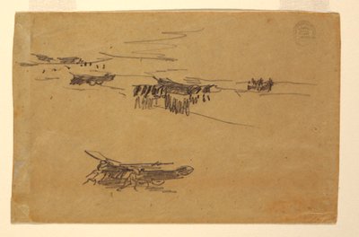 Rysunek, Szkice Dories na powozach, 1881 r. autorstwa Winslow Homer