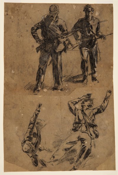 Rysunek, Studia żołnierzy, 1863-65 autorstwa Winslow Homer