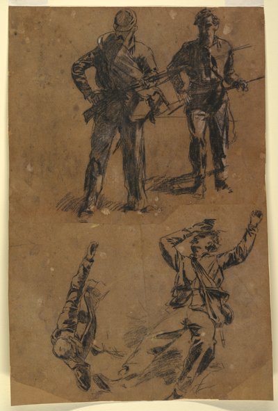 Rysunek, Studia żołnierzy, 1863-65 autorstwa Winslow Homer