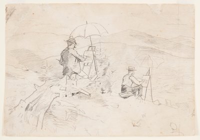 Rysunek, studium do "Artists Sketching in the White Mountains" i "The Artist in the Country", 1868 r. autorstwa Winslow Homer