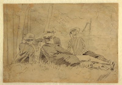 Rysunek, Studium do "Przyjęcia rybackiego", ok. 1869 r. autorstwa Winslow Homer