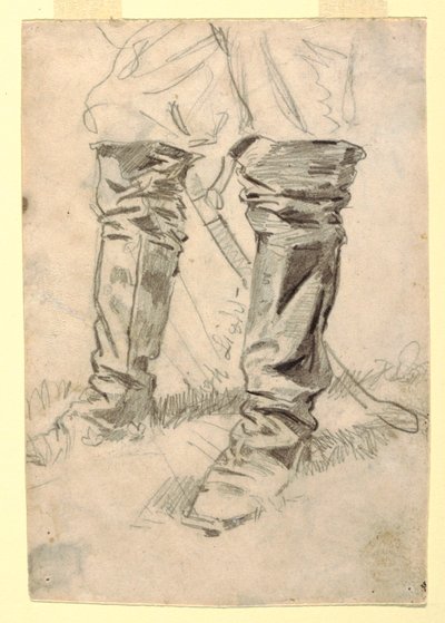 Rysunek, studium butów oficera kawalerii, 1862-64 r. autorstwa Winslow Homer