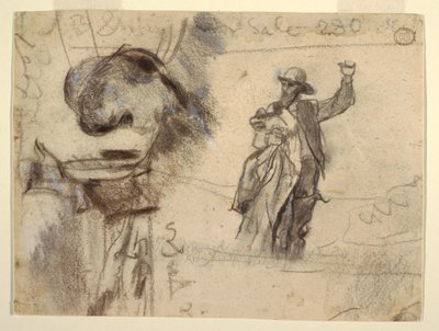 Rysunek, dwa studia marynarza z podniesioną ręką (Studia dla Obserwatorium-Wszystko dobrze i Wraku) autorstwa Winslow Homer