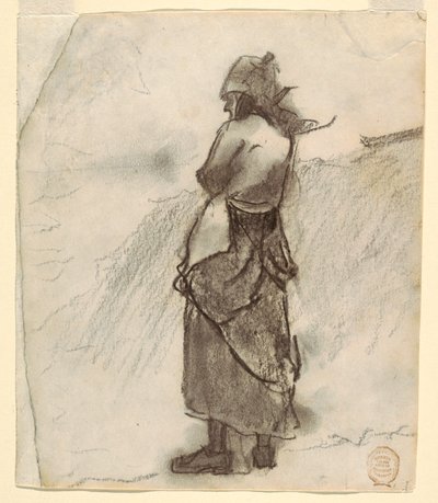 Rysunek, Kobieta patrząca w morze, Cullercoats, Anglia, 1881-82 autorstwa Winslow Homer