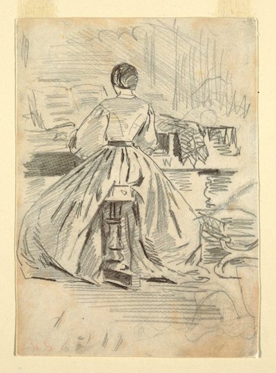 Rysunek, Kobieta przy fortepianie, 1862 r. autorstwa Winslow Homer