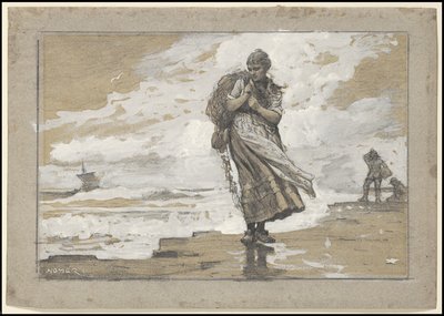 Dziewczyna rybaka z siecią, 1882 autorstwa Winslow Homer