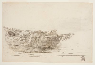 Rybacy wspinający się po Gunwales, Cullercoats, Anglia autorstwa Winslow Homer