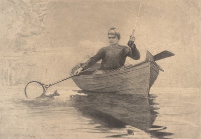 Wędkarstwo muchowe, jezioro Saranac, 1889. autorstwa Winslow Homer