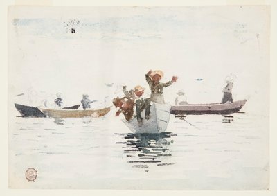 Cztery łodzie wiosłowe z dziećmi autorstwa Winslow Homer