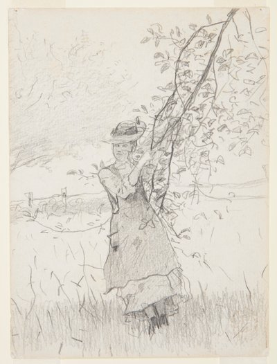 Dziewczynka trzymająca gałąź jabłoni autorstwa Winslow Homer