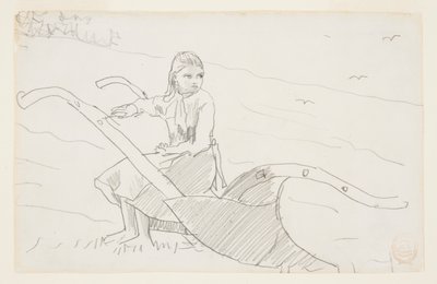 Dziewczyna siedząca na pługu autorstwa Winslow Homer