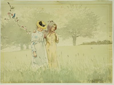 Dziewczyny spacerujące po sadzie, 1879 autorstwa Winslow Homer