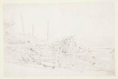 Stóg siana i ogrodzenie kolejowe autorstwa Winslow Homer