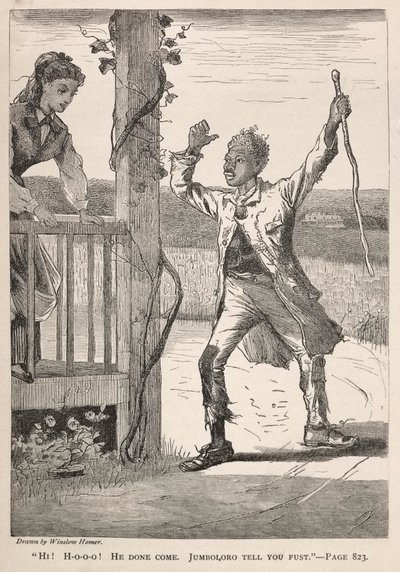 "Cześć! H-O-O-O!  Przyszedł.  Jumboloro powie ci pierwszy". autorstwa Winslow Homer