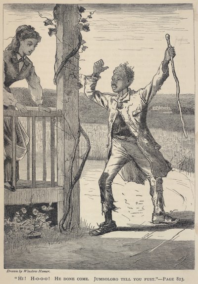"Cześć! H-o-o-o! Przyszedł. Jumboloro Tell You Fust.", z The Galaxy, czerwiec 1869 r. autorstwa Winslow Homer