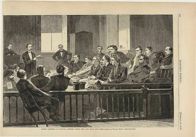 Ławnicy słuchający mecenasa, Sąd Najwyższy, Nowy Ratusz, Nowy Jork autorstwa Winslow Homer
