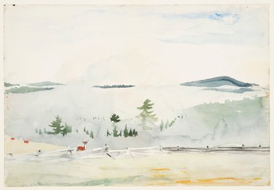 Krajobraz z jeleniem w porannej mgle autorstwa Winslow Homer