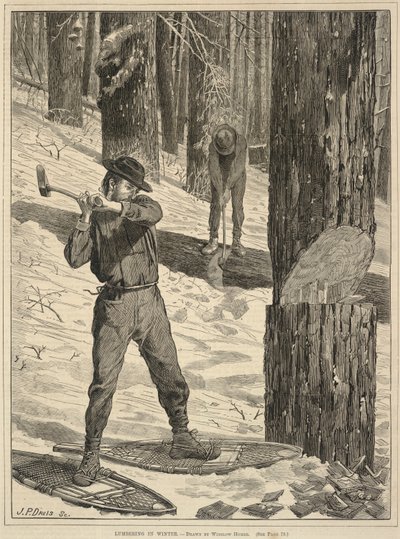 Lumbering in Winter, z Every Saturday: A Journal of Choice Reading, 28 stycznia 1871 r. autorstwa Winslow Homer