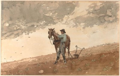 Mężczyzna z koniem pługowym autorstwa Winslow Homer
