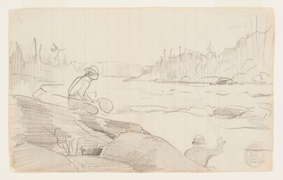 Mężczyźni wędkujący na wędkę i sieć autorstwa Winslow Homer