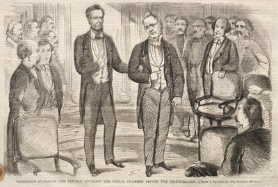 Prezydenci Buchanan i Lincoln wchodzący do sali posiedzeń Senatu przed inauguracją autorstwa Winslow Homer