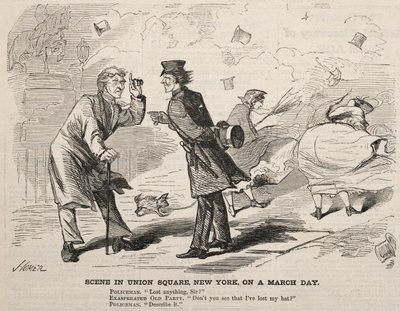 Scena na Union Square w Nowym Jorku, w dzień marca 1860 r. autorstwa Winslow Homer