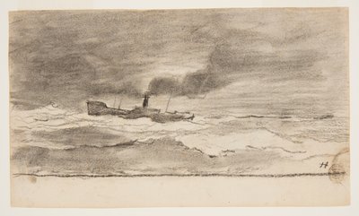 Pejzaż morski z trawlerem rybackim, Cullercoats, Anglia autorstwa Winslow Homer